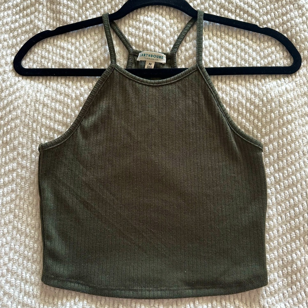 Green Halter Cropped Top